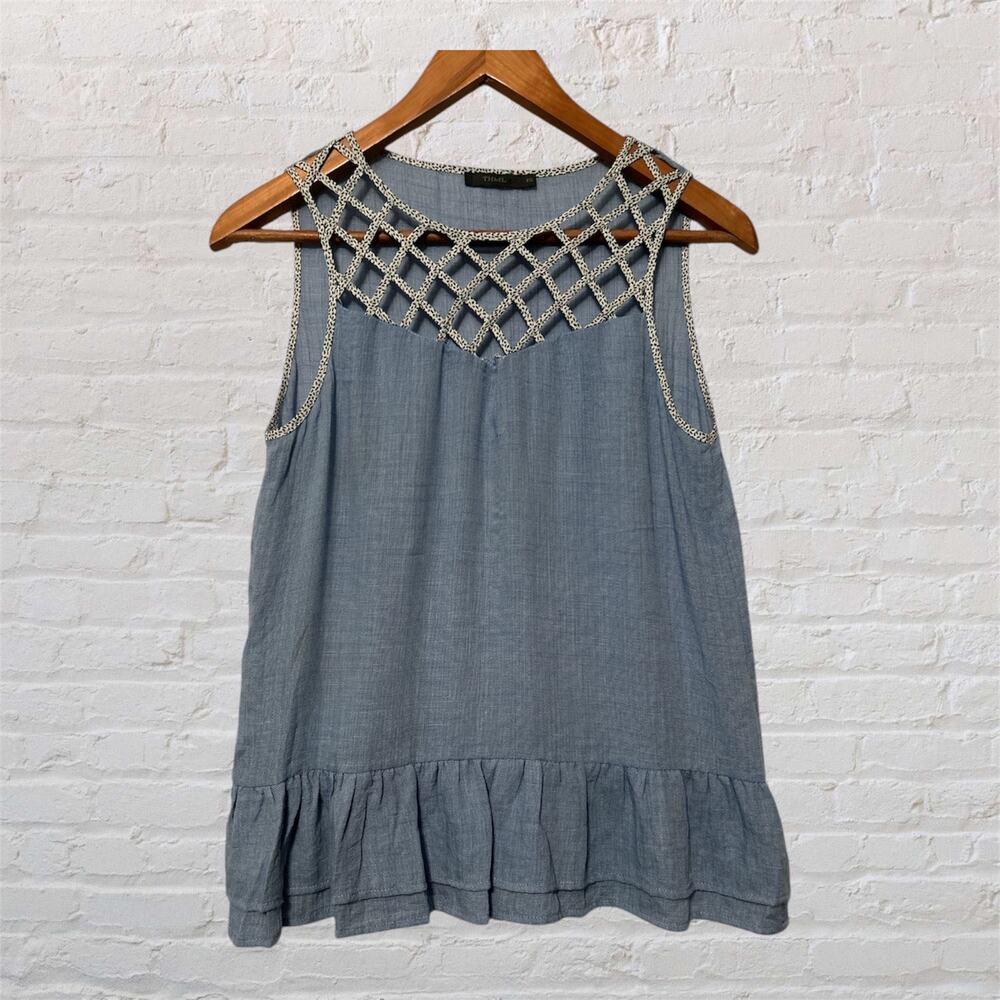 THML Womens Top‎ Sleeveless Cage Front Peplum Blue Anthropologie Size XS